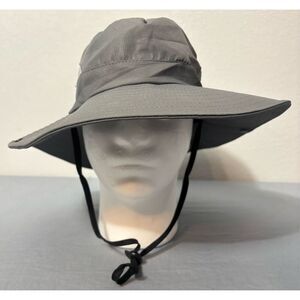 Sun Shade Boonie Hat Adjustable Foldable Bucket Ponytail Mesh Womens Gray